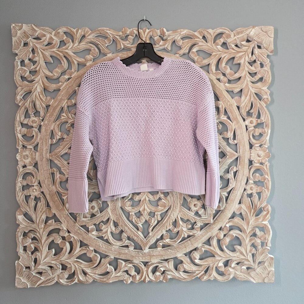 Gap Kids Lilac Crochet Sweater cotton-blend pull on Crewneck Boxy Large